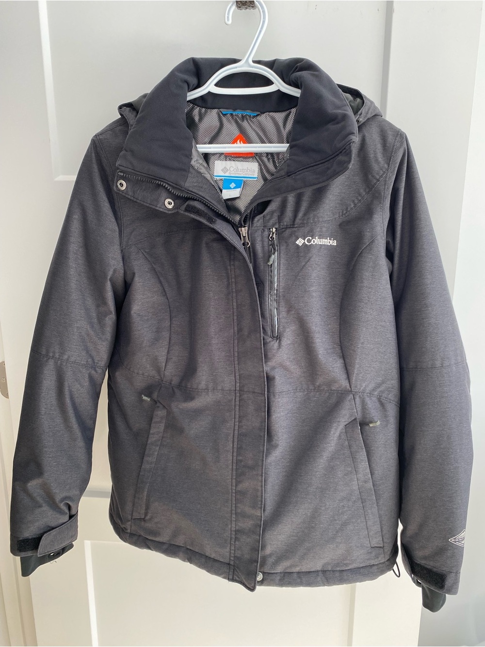 COLUMBIA Women's Charcoal Gray Hooded Ski Jacket, size Large
